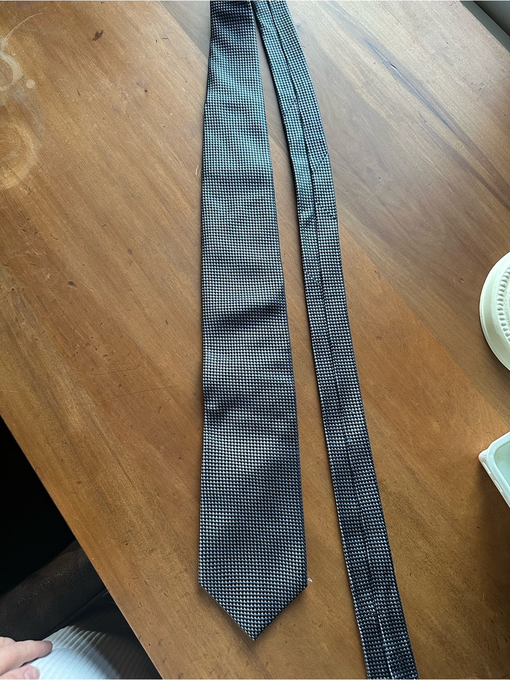 MICHAEL Michael Kors Black and White Micro-Check Silk Tie